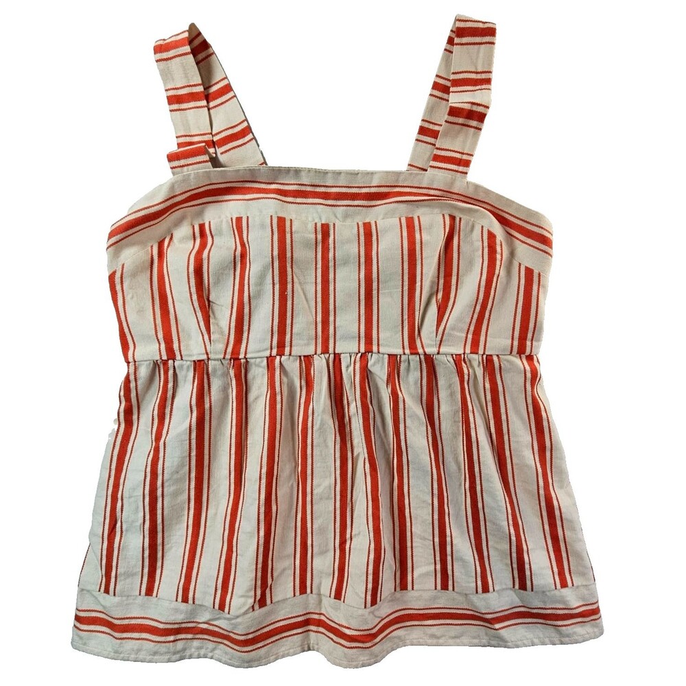 Cabi Womens Sleeveless Babydoll Top Large Cotton Linen Blend